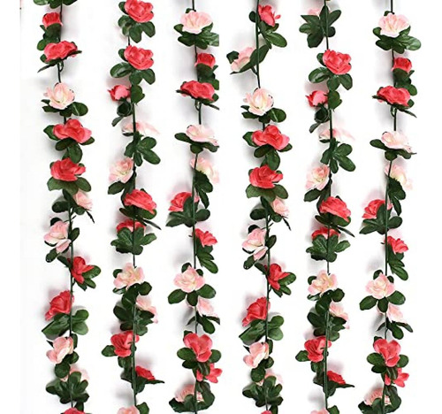 Enredaderas De Flores De Rosa Artificiales Pack 4u. Rosa