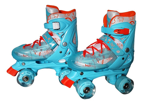 Patins Roller Quad Infantil Com Led Nas Rodas Infantojuvenil