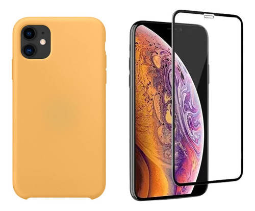 Capa Capinha Silicone Case Aveludada Para iPhone 11 + Pel 3d