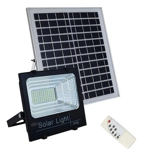 Reflector Solar De 100 W Y Panel Solar Para Exteriores, Carcasa Negra Impermeable, Luz Blanca Fría