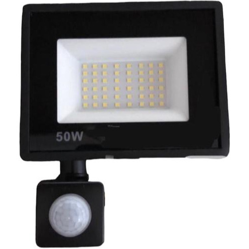 4 Refletores Sensor Presença Luminária  50w Branco Frio Led