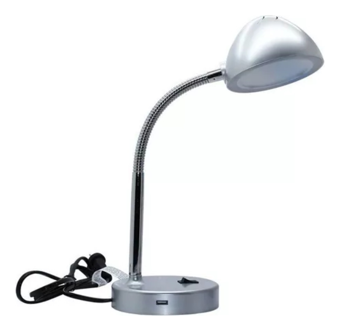 LAMPARA DE ESCRITORIO 3.5W CON USB PLATEADA