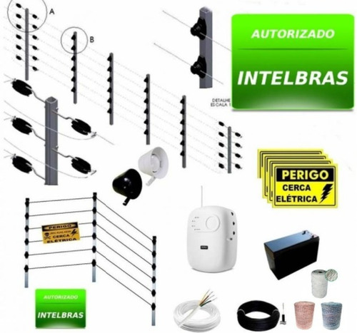 Kit Alarme Cerca Elétrica Industrial Big Hastes Completa 50m