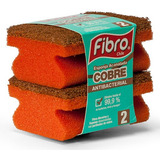 Esponja Cocina Cobre Antibacterial Acanalada 2 Un Fibro