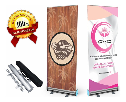 Porta Banner Roll Up + Lona Impresa 85x200cm - Portabanner