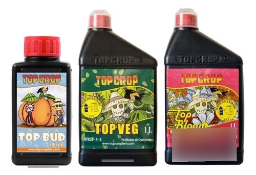 Combo Fertilizantes Top Crop Veg 1l + Bloom 1l + Bud 100ml