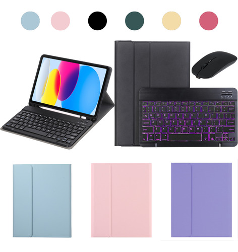 Teclado Retroiluminado Para iPad 6/5/air2/air Com Capa+mouse