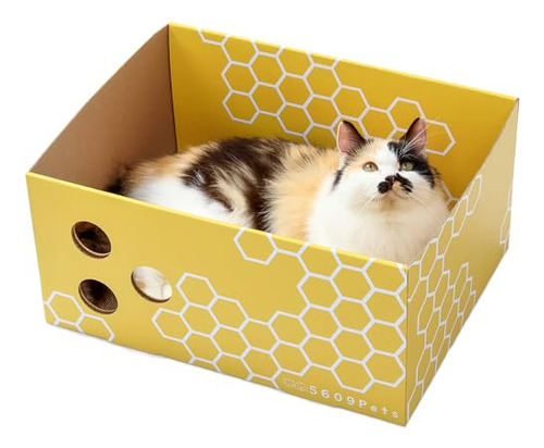 5609pets Caja Rascadora Para Gatos De Cartón Extra Grande, 