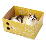 Caja Rascador De Cartón Para Gatos, Cama Bonita Y Divertida