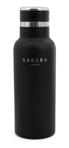 Botella Termica Sakura Acero Inoxidable 500ml Negra Mate