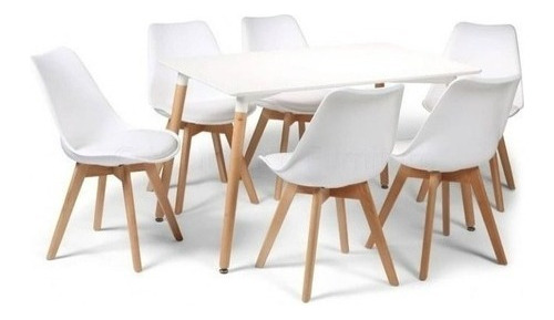 Juego De Comedor Mesa Eames 120x80 + 6 Sillas Tulip Baires4 