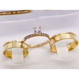 Par Alianças Ouro18k Com Brilhante Casamento Noivado 7mm 7g