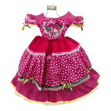 Vestido Infantil Juvenil Caipira Junino Luxo 4 Ao 12 + Tiara