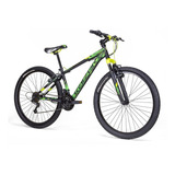 Bicicleta De Montaña Kaizer Rodada 26, 21 Velocidades Color Negro Mate/verde Neón