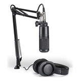Kit Podcast Audio Technica At2020pk Microfone + Fone Athm20x