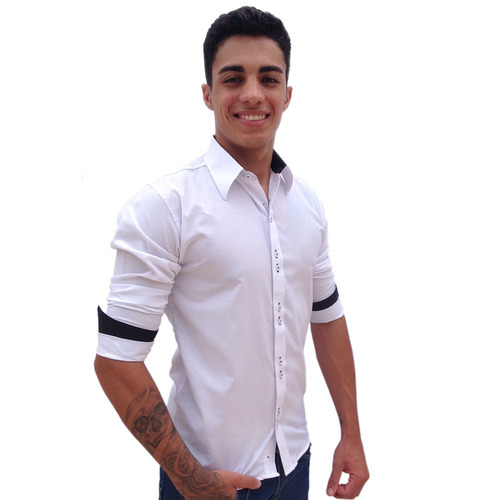 Camisa Social Slim Atacado Masculina Blusa Maga Longa