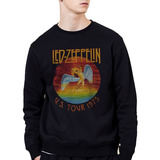 Sudadera Negra Cuello Redondo Estampado Led Zeppelin Unisex