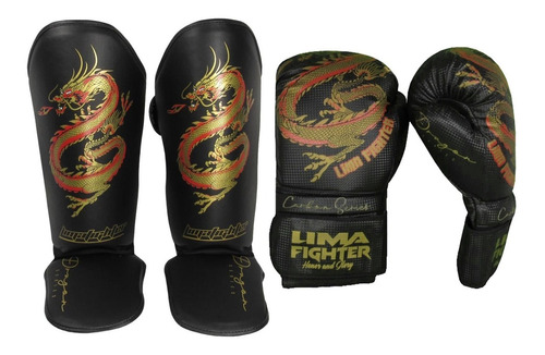 Caneleira Muay Thai E Luva De Boxe Dragon Lima Fighter