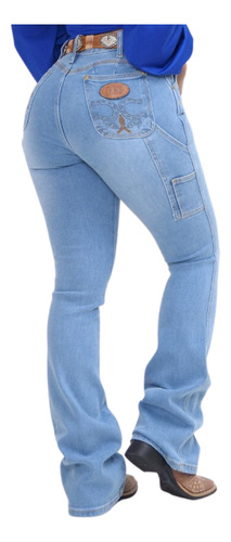 Calça Carpinteira Country Jeans Premium Com Lycra Bordada
