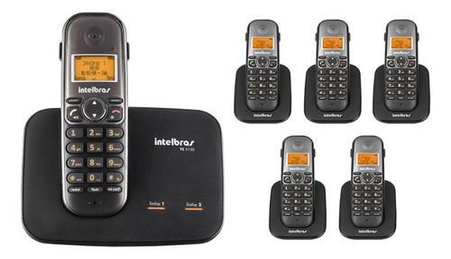 Kit Telefone 2 Linhas Ts 5150 + 5 Ramais Ts 5121 Intelbras