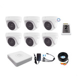 Kit 6 Camaras Hilook 8ch 2mpx Policarbonato 2tb Cctv Interio