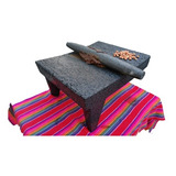 Metate Negro De Piedra Volcánica 27.5x36cm Con Metlapil