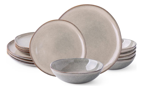 Vajilla En Set Cerámica Beige 12 Pzs Amorarc Handmade Dinner