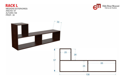 Módulo En L Rack Mueble Tv Living Estantes Melamina Mosconi