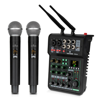 Micrófono Gc Pro4 Mezladora Power Mixer 2 Inalámbrico Uhf Negro | Meses sin interés