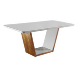 Mesa De Jantar 180x90cm Tampo Madeira/vidro Medelim Mobilare