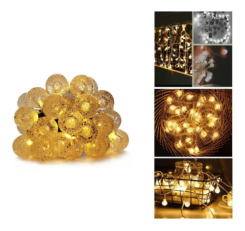 Guirnalda Led Bolas De Cristal 20 Led 5mts Deco Navidad Hada