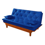 Sofa Cama Caribe Courino Couro Sintetico Essencial Estofados Cor Azul-marinho