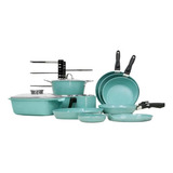 Bateria Jade Cocina Antiadherente Cocina Sartenes Ollas Color Verde