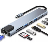 Adaptador Hub 8 En 1 Usb Tipo C A Hdmi 4k Para Macbook Pro