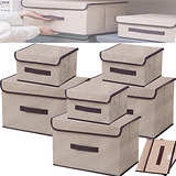 6 Pcs Cajas Organizadoras De Tela Plegables Cesto Con Tapas