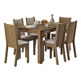 Comedor Madesa Maris Mesa Y 6 Sillas Rustic/sintético Beige