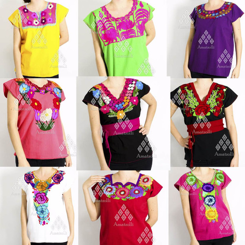 Paca 50 Blusas Artesanales Mexicanas Bordado Varios Diseños