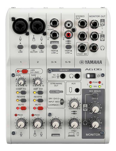 Yamaha Ag06 Mk2 Mixer 6 Canales Usb Para Streaming Ag06mk2