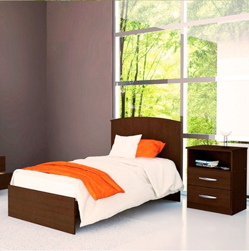 Juego Dormitorio Chocolate Cama-mesa Luz Cl19