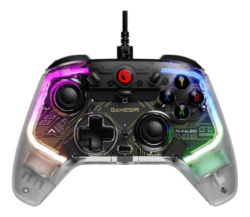 Controle Com Fio Gamesir T4k Kaleid - Switch - Pc - Steam - Android - Transparente Rgb