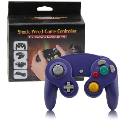 Control Compatible Para Gamecube Alambrico Morado