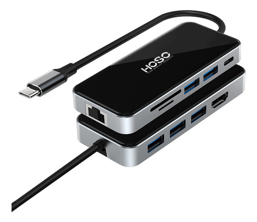 Hoso Tipo C Hub 10en1 Adaptador Usb Hdmi Ethernet Aluminio