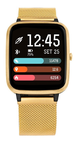 Smartwatch Mormaii Life Gps Pulseira De Aço Dourado