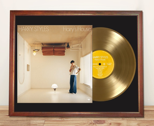 Harry Styles Harry's House Tapa Lp Y Disco Oro En Cuadro