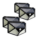 4 Lámparas Solar 180 Leds Sensor De Movimiento Exteriores