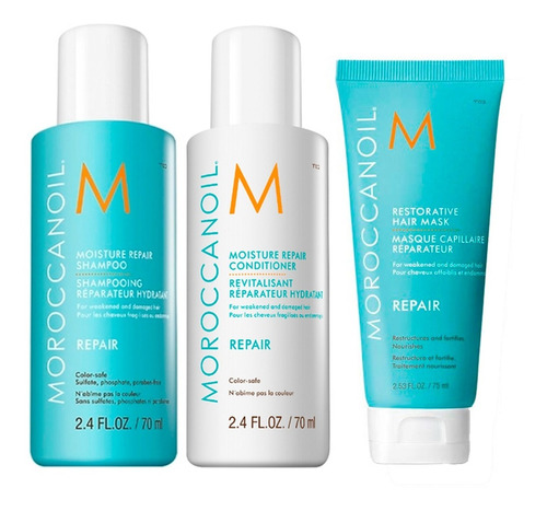 Moroccanoil Shampoo + Acondicionador + Mascara Repair Travel