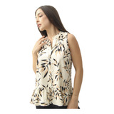 Blusa Poplin Estampado Cuello Mao