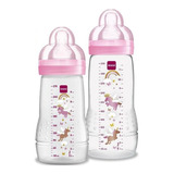 Mam Easy Active Kit 2 Mamadeiras 270ml Y 330ml 2meses Cor Rosa 