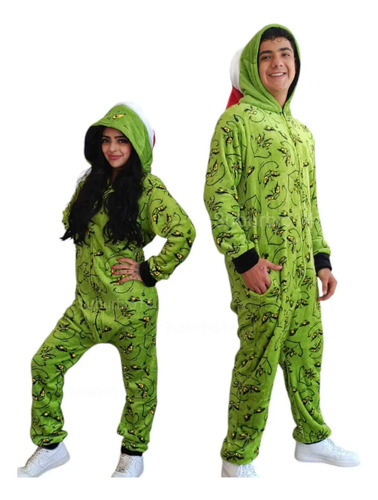 Pijama Mameluco Unisex Navidad Griinchsanta Con Gorro | Envío gratis