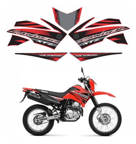 Kit Adesivos Emblema Faixa Yamaha Lander 250 2014 Vermelha